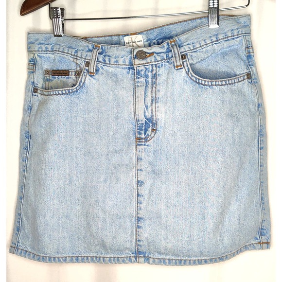 Vintage 90s Calvin Klein Jeans 5 Pocket Denim Skirt Made in USA Juniors Size 9 - Picture 1 of 7